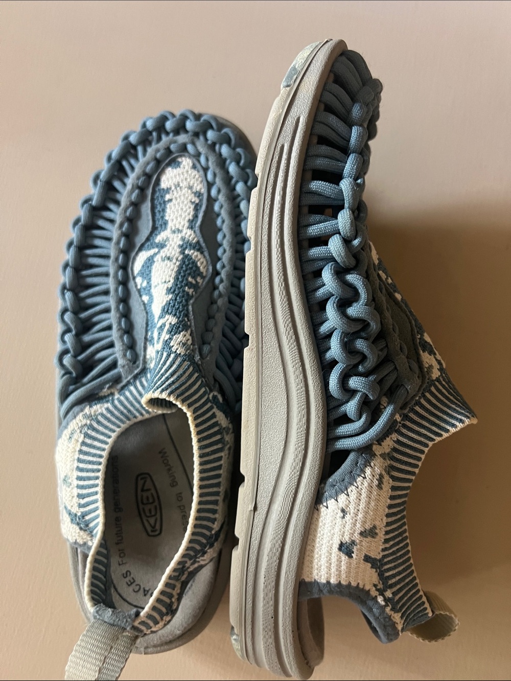 KEEN Women’s Blue & Cream Slip-On Braided Sandal
